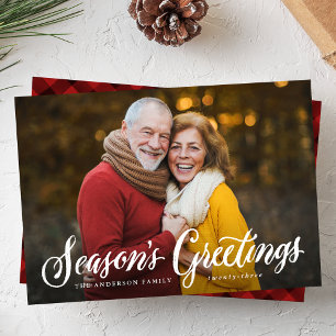 Season's Greetings Chalk Lettering Overlay Photo Holiday Card