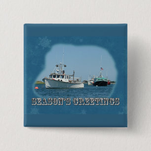 Season's Greetings - Chatham Harbour Boats 2 Inch Square Button