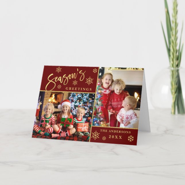 Season's Greetings Christmas 2 PHOTO Greeting Holiday Card (Front)