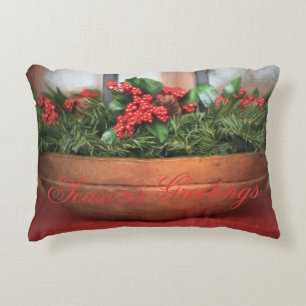 Seasons Greetings Christmas Centerpiece Decorative Pillow