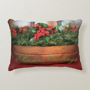 Seasons Greetings Christmas Centerpiece Decorative Pillow