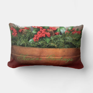 Seasons Greetings Christmas Centerpiece Lumbar Pillow