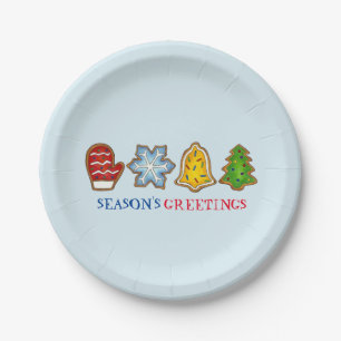 Season's Greetings Christmas Cookie Holiday Plates