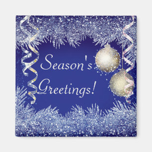 Season's Greetings Christmas Glitter Christmas Magnet