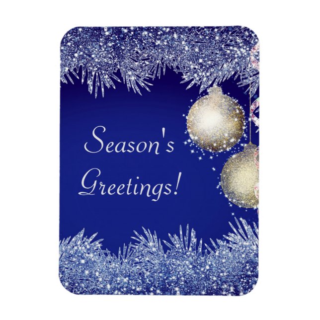 Season's Greetings Christmas Glitter Christmas Magnet (Vertical)