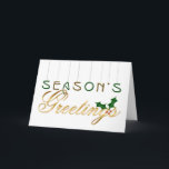Season's Greetings (Christmas) Holiday Card<br><div class="desc">Red,  green and gold typography Christmas card.</div>