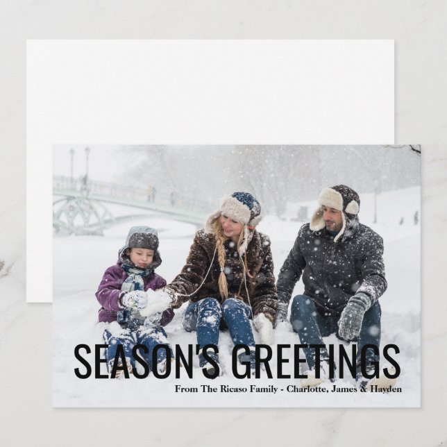 Seasons Greetings Christmas Holiday Photo Card (Front/Back)