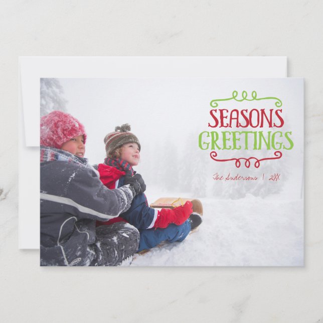 Season's Greetings Christmas Holiday Photo Card (Front)