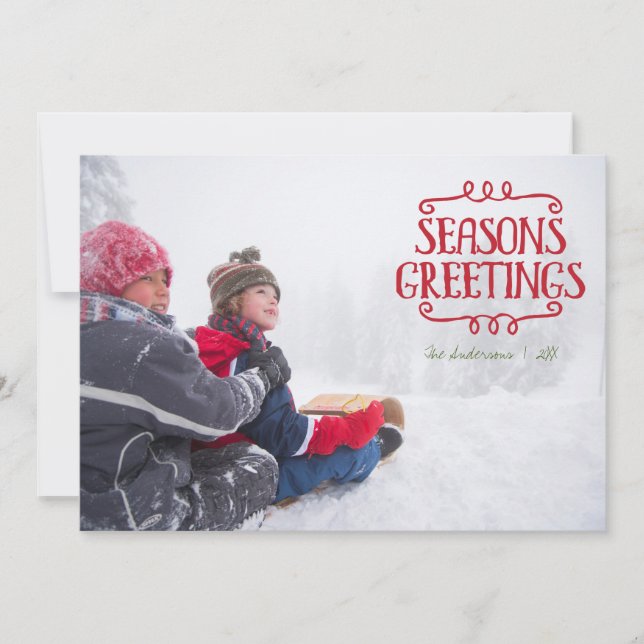 Season's Greetings Christmas Holiday Photo Card (Front)