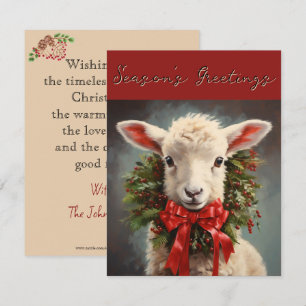 Season's Greetings Christmas Lamb Greeting Card
