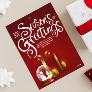 Season's Greetings   Christmas Ornaments on Red Card