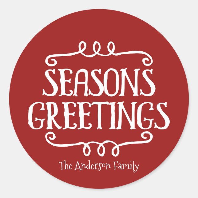 Season's Greetings Christmas Sticker Gift Tag (Front)