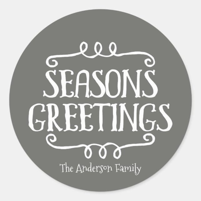 Season's Greetings Christmas Sticker Gift Tag (Front)