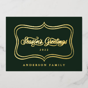 Season's Greetings Classic Gold Frame Foil Holiday Card