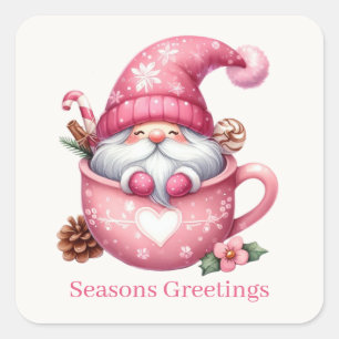 Seasons Greetings cocoa gnome add text Square Sticker