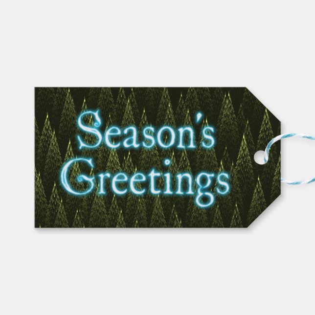 Season's Greetings - Conifers Gift Tags (Front (Horizontal))