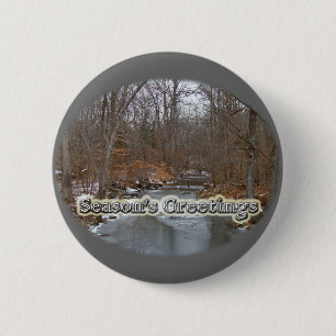 Season's Greetings Deep Creek in Ice 2 Inch Round Button