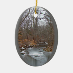 Season's Greetings Deep Creek in Ice Ceramic Ornament
