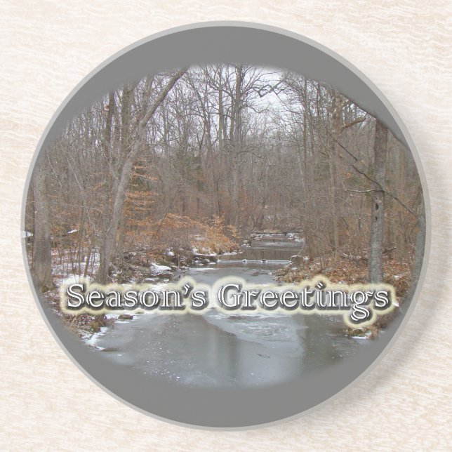 Season's Greetings Deep Creek in Ice Coaster (Front)