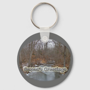 Season's Greetings Deep Creek in Ice Keychain