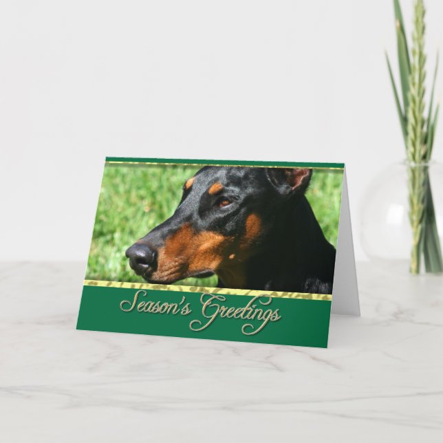 Season's greetings Doberman Pinscher card (Front)