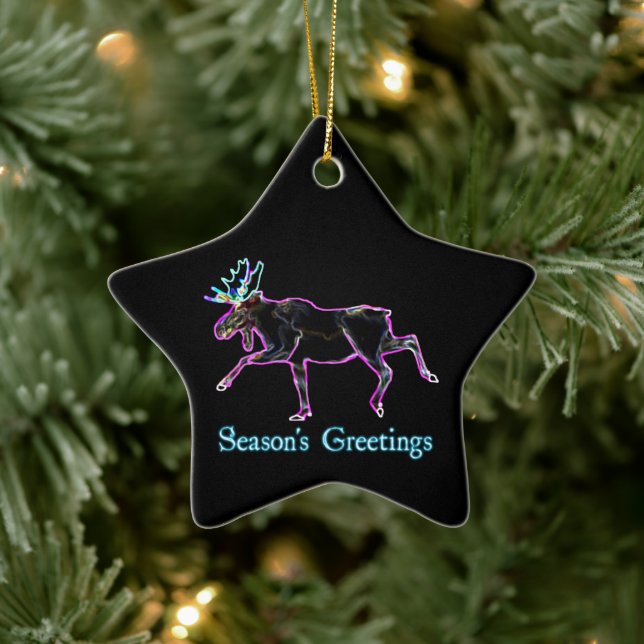 Season's Greetings - Electric Moose Ceramic Ornament (Tree)