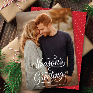 Season's Greetings Elegant Script Christmas Photo Holiday Card