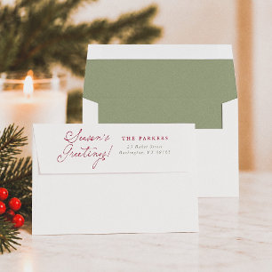 Season's Greetings! Elegant Script Return Address Envelope