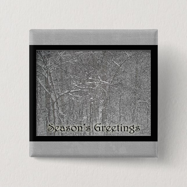 Season's Greetings February Snow Storm 2 Inch Square Button (Front)