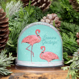 Seasons Greetings Flamingos Retro Christmas