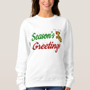 Seasons Greetings Flying Reindeer Christmas script Sweatshirt