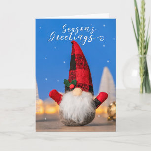 Seasons Greetings For Anyone Cute Winter Gnome Holiday Card