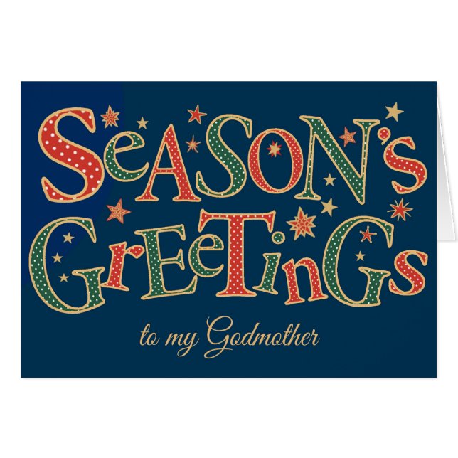 Season's Greetings for Godmother Red Green Polkas (Front Horizontal)