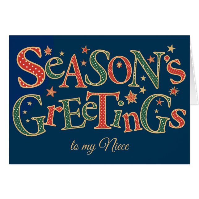 Season's Greetings for Niece Red Green Polkas (Front Horizontal)