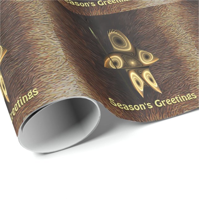 Season's Greetings - Fractal Inuit Hunter Wrapping Paper (Roll Corner)