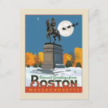 Season's Greetings From Boston Common! Postcard<br><div class="desc">Anderson Design Group is an award-winning illustration and design firm in Nashville,  Tennessee. Founder Joel Anderson directs a team of talented artists to create original poster art that looks like classic vintage advertising prints from the 1920s to the 1960s.</div>