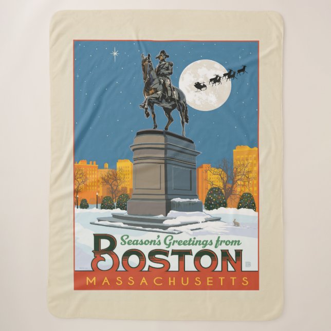 Season's Greetings From Boston Common! Sherpa Blanket (Front)