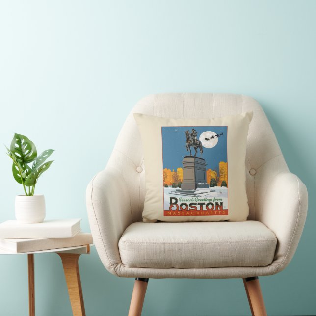 Season's Greetings From Boston Common! Throw Pillow (Chair)