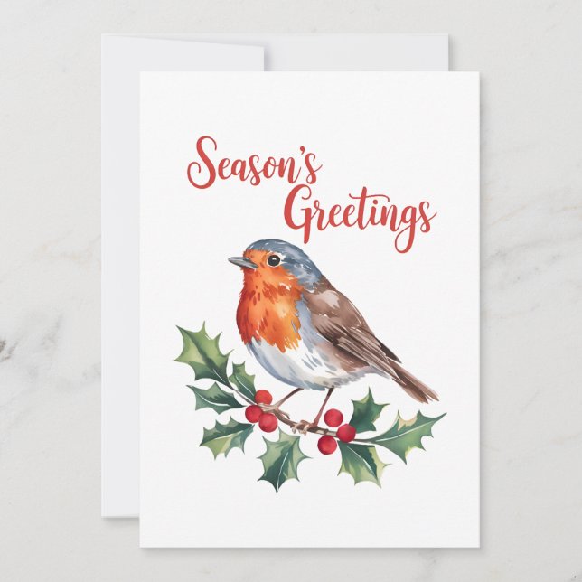 Season's Greetings From Cheerful Robin Invitation (Front)