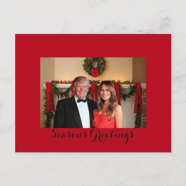 Season's Greetings from Donald and Melania Holiday Postcard (Front)