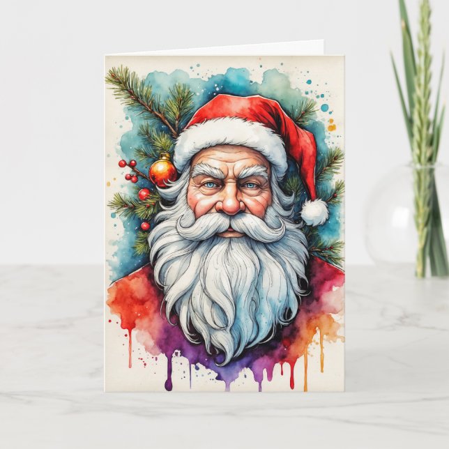 Seasons Greetings From Santa Claus Holiday Card (Front)