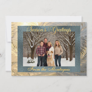 Season's Greetings Frost Border with Photo Holiday Card