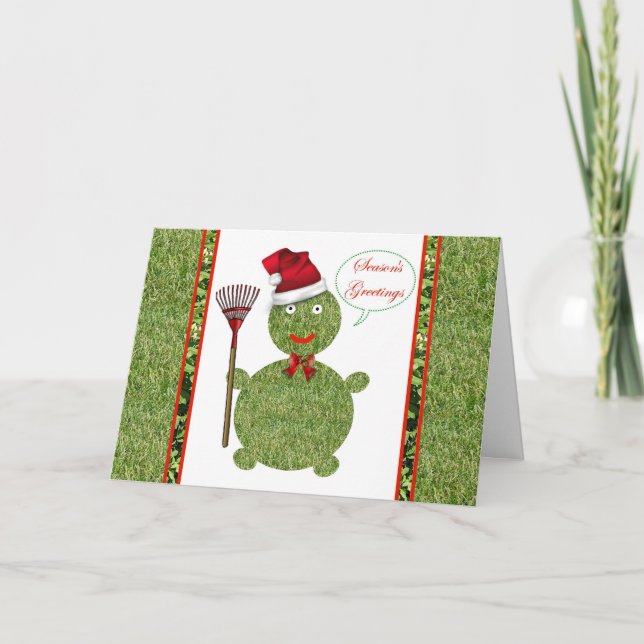 Season's Greetings gardener lawn care landscape Holiday Card (Front)