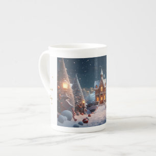 Season's Greetings Gingerbread House Christmas Bone China Mug