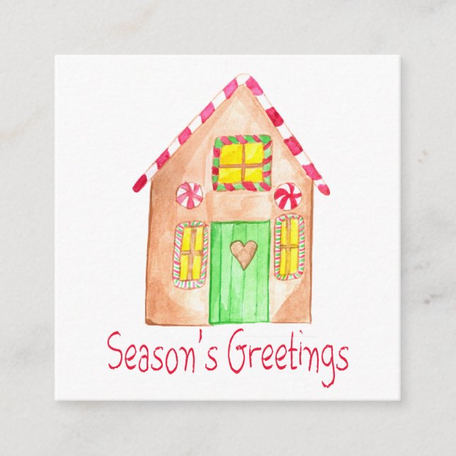 Season's Greetings Gingerbread house Enclosure Card (Front)