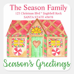 Season's Greetings Gingerbread house Envelope seal