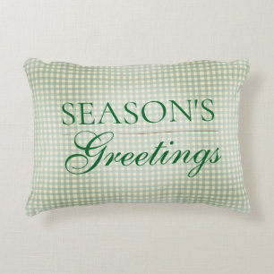Season's Greetings Gingham Christmas Accent Pillow