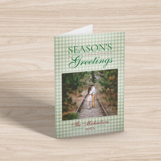 Season's Greetings Gingham Christmas Card (Creator Uploaded)