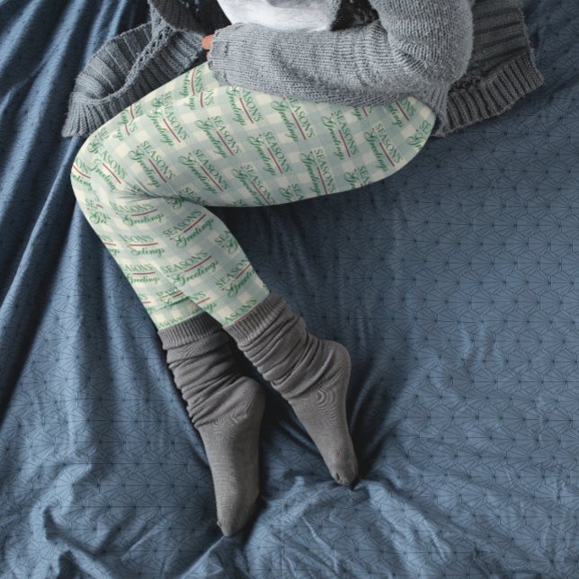 Season's Greetings Gingham Christmas Leggings (Creator Uploaded)