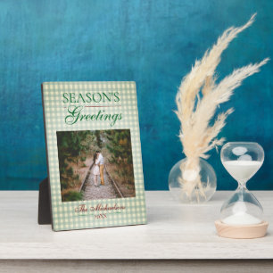 Season's Greetings Gingham Christmas Plaque